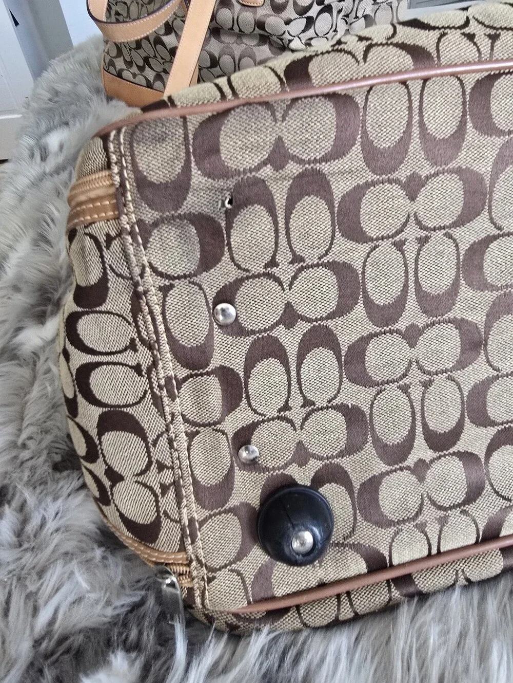 Coach Signature Canvas Satchel in Tan/Brown